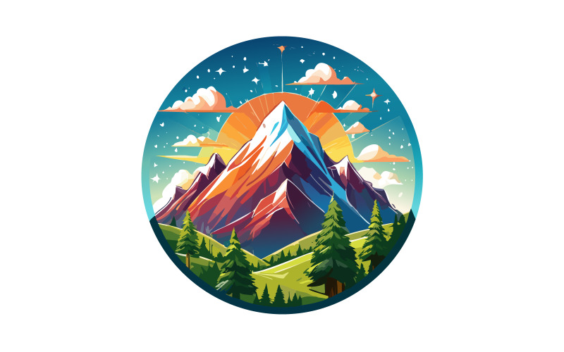 Abstract modern style mountain logo design Logo Template