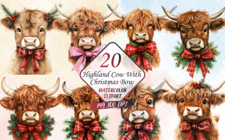 Highland Cow With Christmas Bow