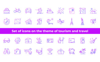 Set of icons on the theme of tourism and travel