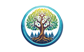 Unique style abstract tree logo vector art illustration design