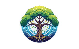 Unique stylish abstract tree logo vector art illustration design