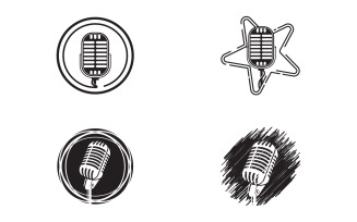 Vintage microphone. Music, voice, record icon. Recording studio symbol design template v.1