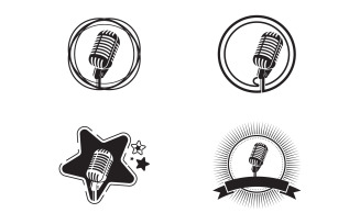 Vintage microphone. Music, voice, record icon. Recording studio symbol design template v.2