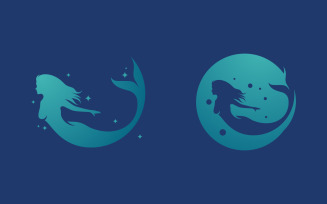 Beauty Mermaid silhouette vector icon illustration logo design template v.1