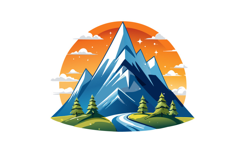 Mountain logo art illustration vector design Logo Template