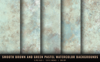 Smooth Brown and Green Pastel Watercolor Backgrounds