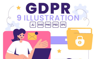 9 GDPR Data Protection Regulation Illustration