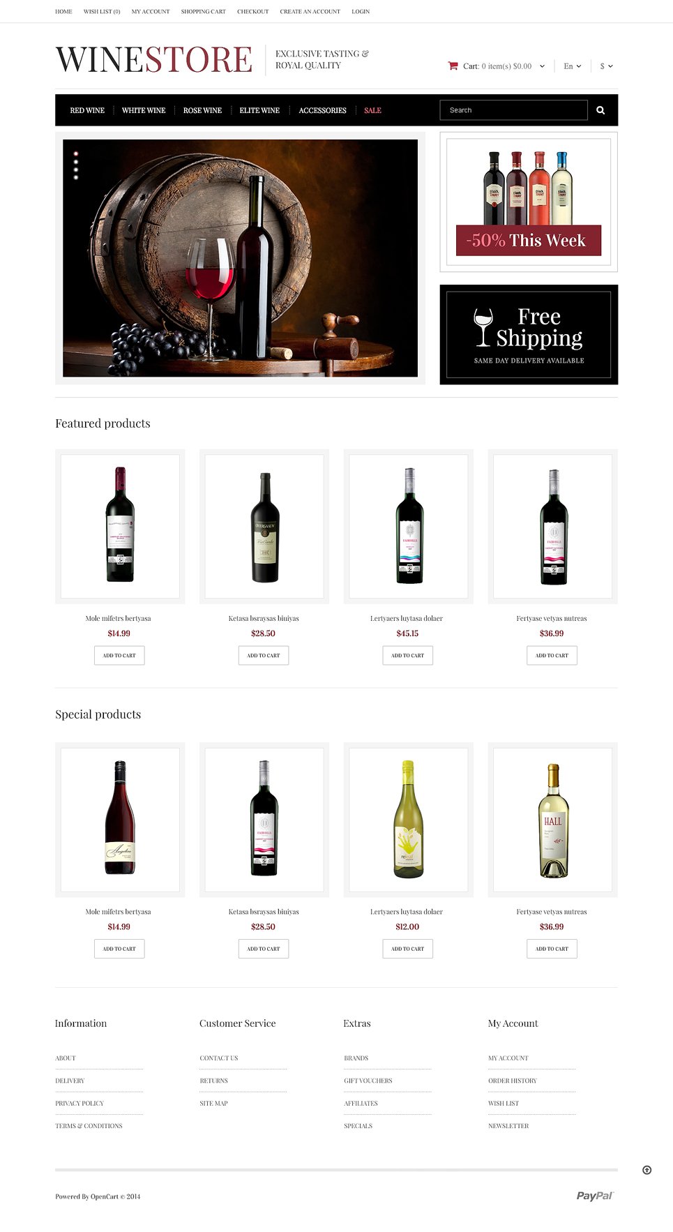 Noble Wines OpenCart Template New Screenshots BIG