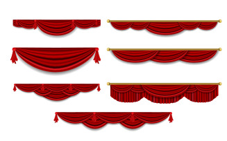 Realistic luxury curtain cornice decor domestic fabric interior drapery textile lambrequin v.3