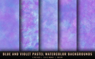 Blue and Violet Pastel Watercolor Backgrounds