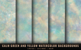 Calm Green and Yellow Watercolor Backgrounds
