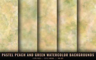 Pastel Peach and Green Watercolor Backgrounds