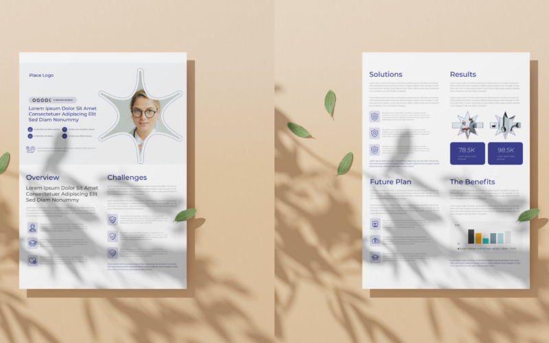 Case Study Template | Business Case Study Booklet Layout with blue elements | In PPT , PDF , Vector Corporate Identity