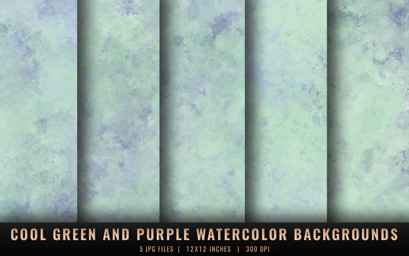 Cool Green and Purple Watercolor Backgrounds