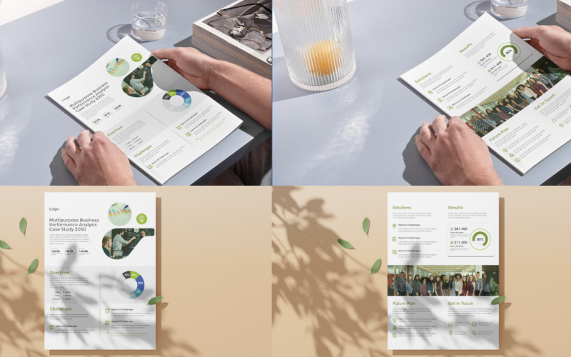 Corporate Business Case Study Report analysing Double Side Flyer Layout Design Corporate Identity