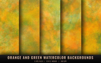 Orange and Green Watercolor Backgrounds