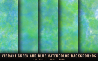 Vibrant Green and Blue Watercolor Backgrounds
