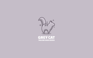 Grey Cat Simple Mascot Logo