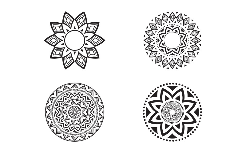 Circular pattern in form of mandala for Henna, Mehndi, tattoo, decoration design template v.1 Illustration
