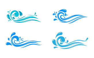 Fresh Water wave splash water drop icon vector illustration design template v.4