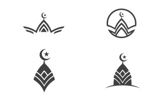Islamic dome Mosque symbol icon vector Illustration design template v.1
