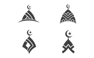 Islamic dome Mosque symbol icon vector Illustration design template v.2