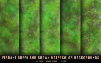 Vibrant Green and Brown Watercolor Backgrounds