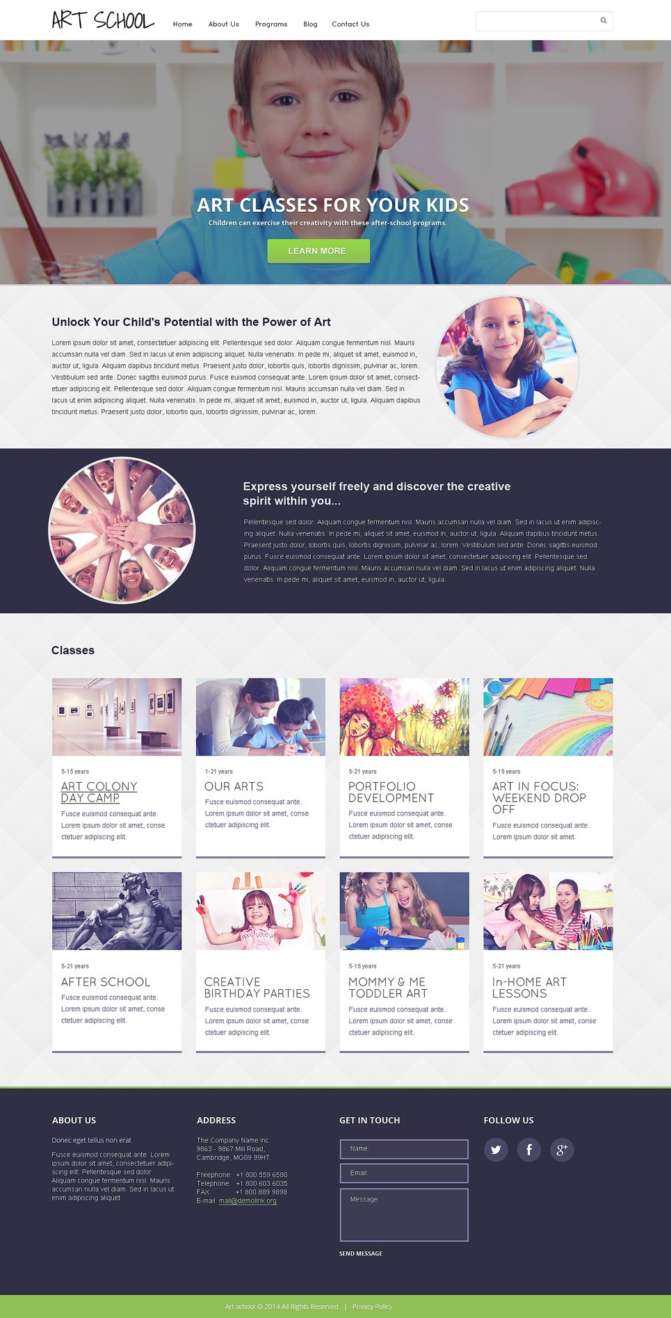 Art School Responsive Website Template New Screenshots BIG