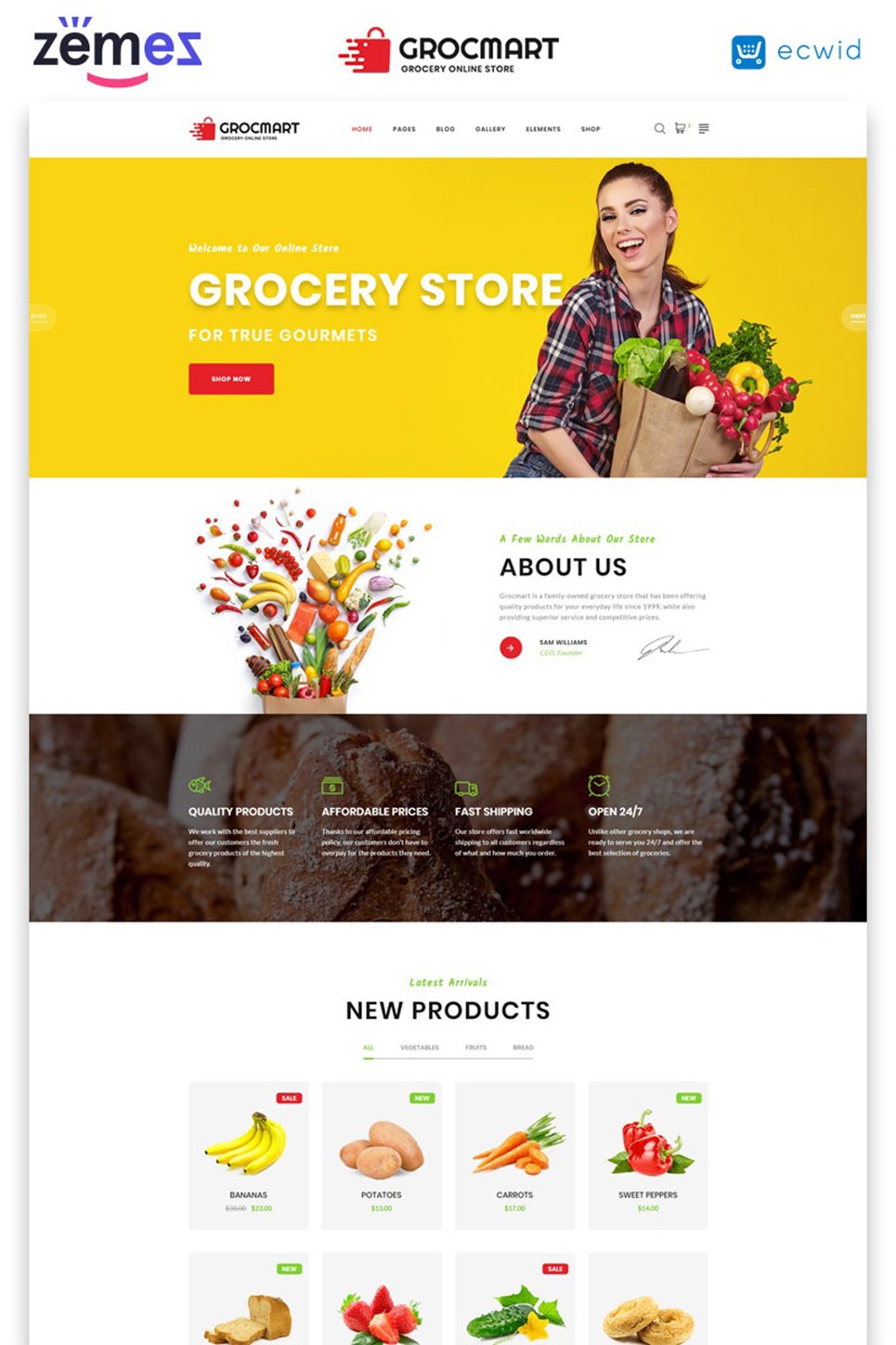 Grocery Store Responsive Website Template 47684