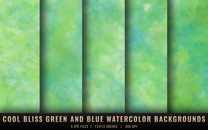 Cool Bliss Green and Blue Watercolor Backgrounds