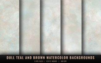 Dull Teal and Brown Watercolor Backgrounds