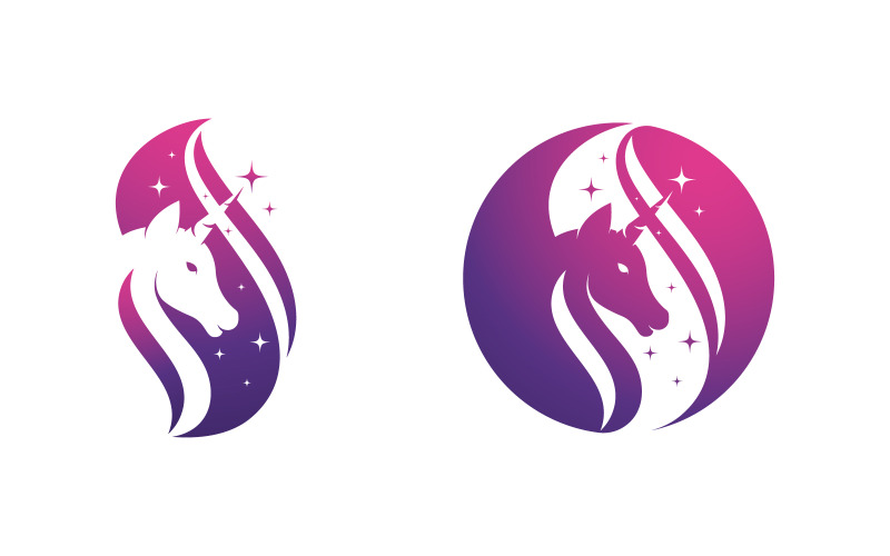 Beauty horse Unicorn Logo icon vector illustration design template v.8 Logo Template