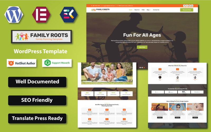 Family Roots - Family Planning WordPress Elementor Template WordPress Theme