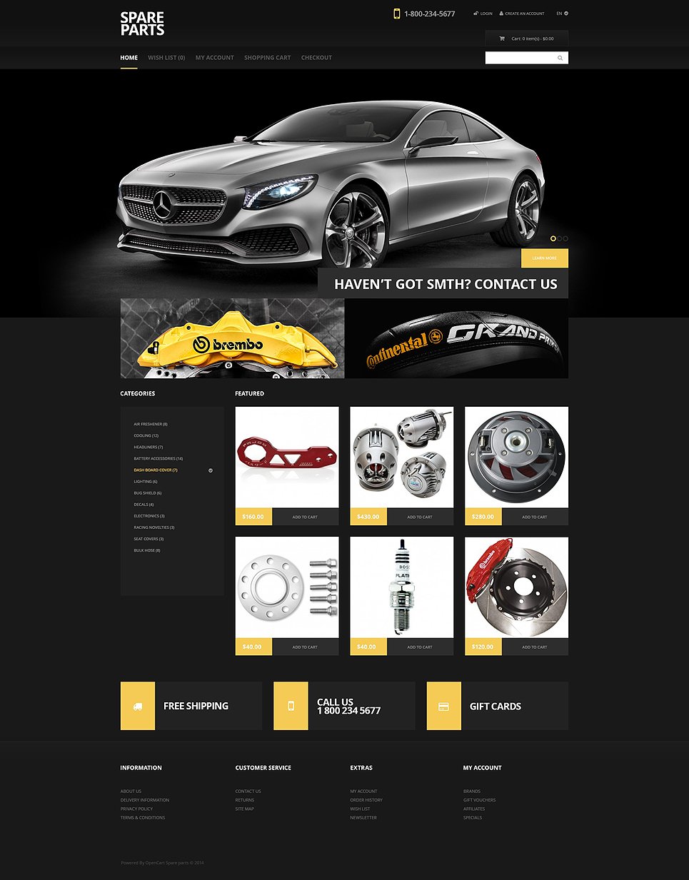 Black Auto Parts OpenCart Template #47777