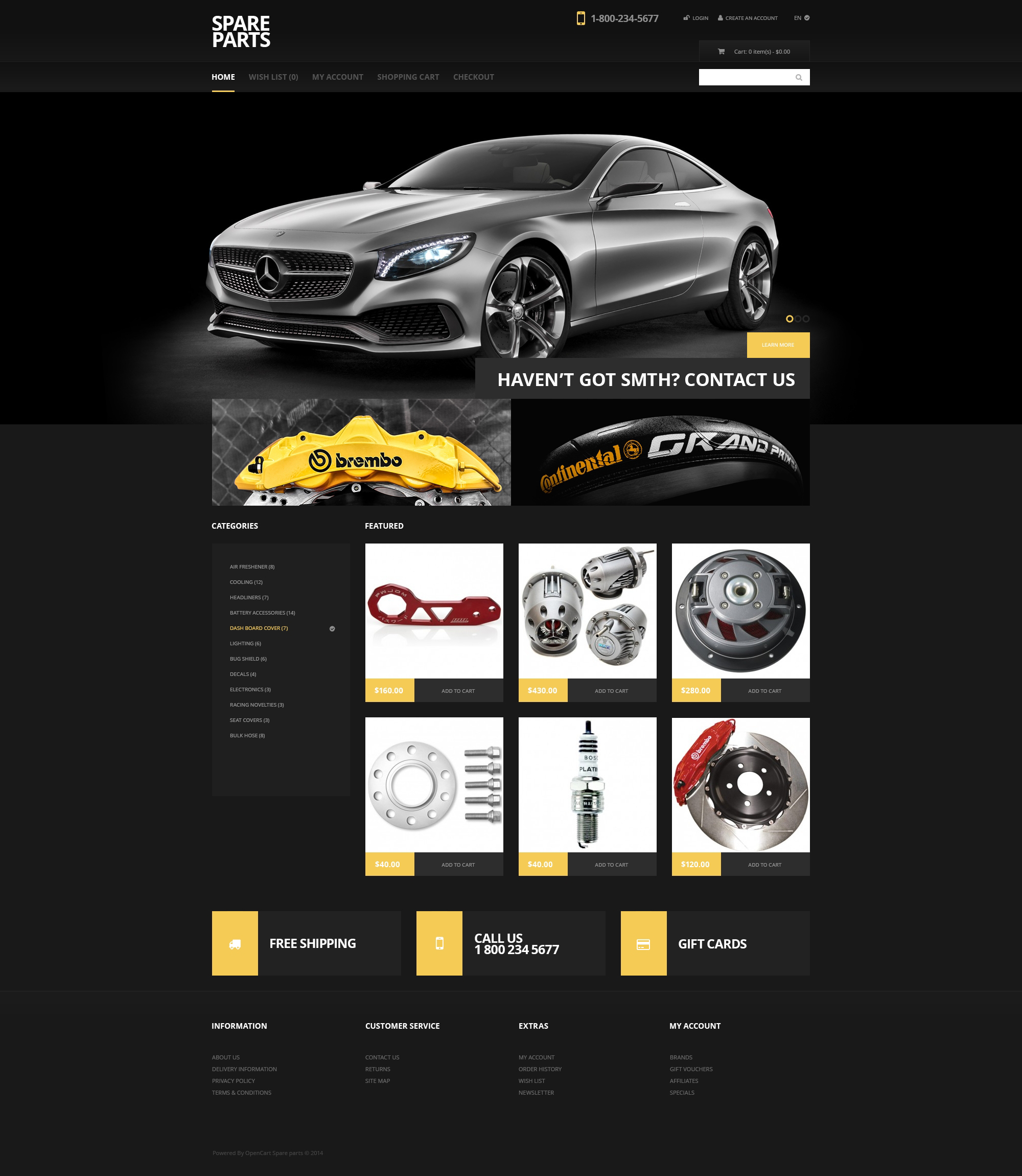 Black Auto Parts OpenCart Template #47777