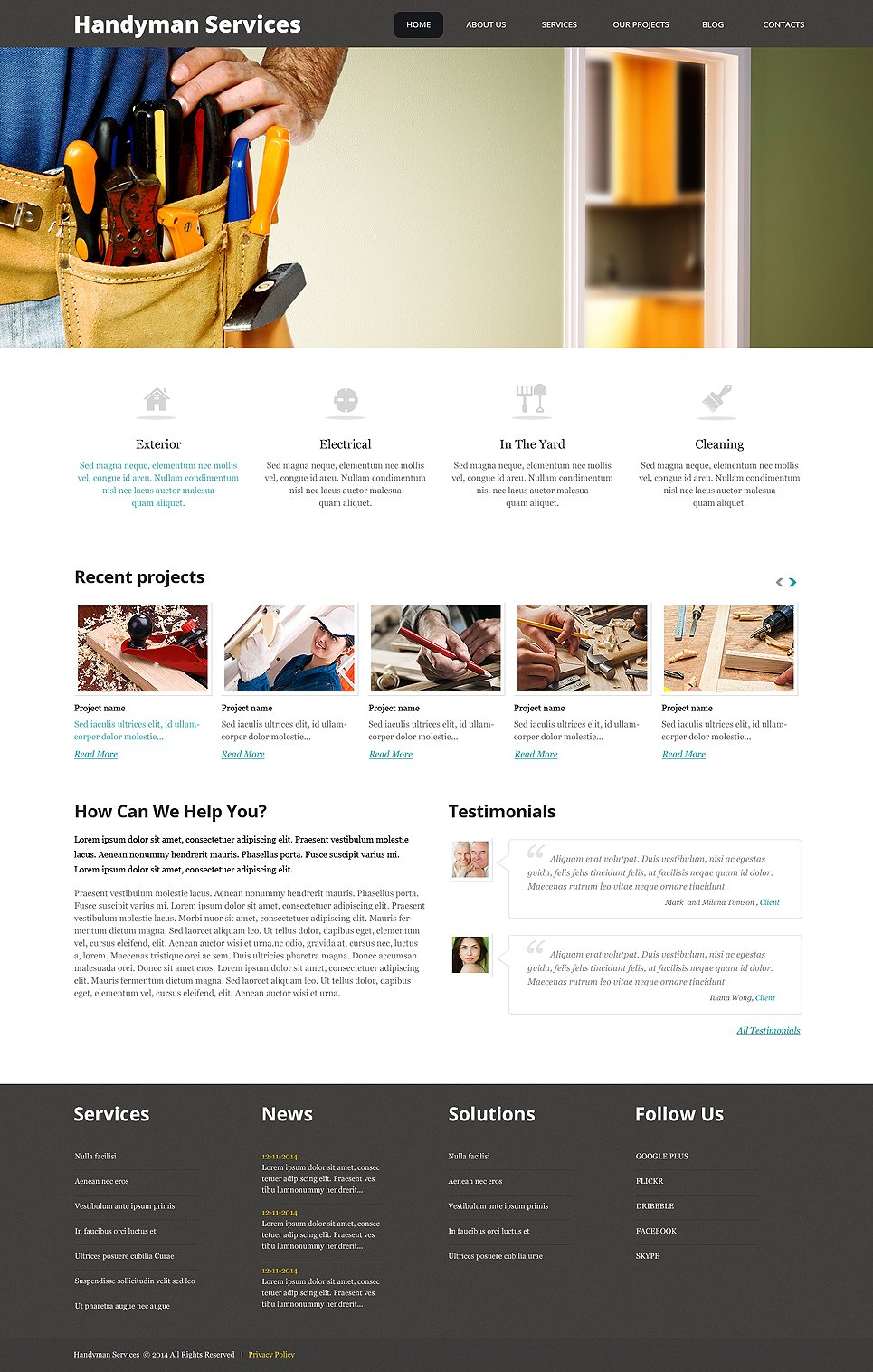Impressive Handyman Services WordPress Theme New Screenshots BIG