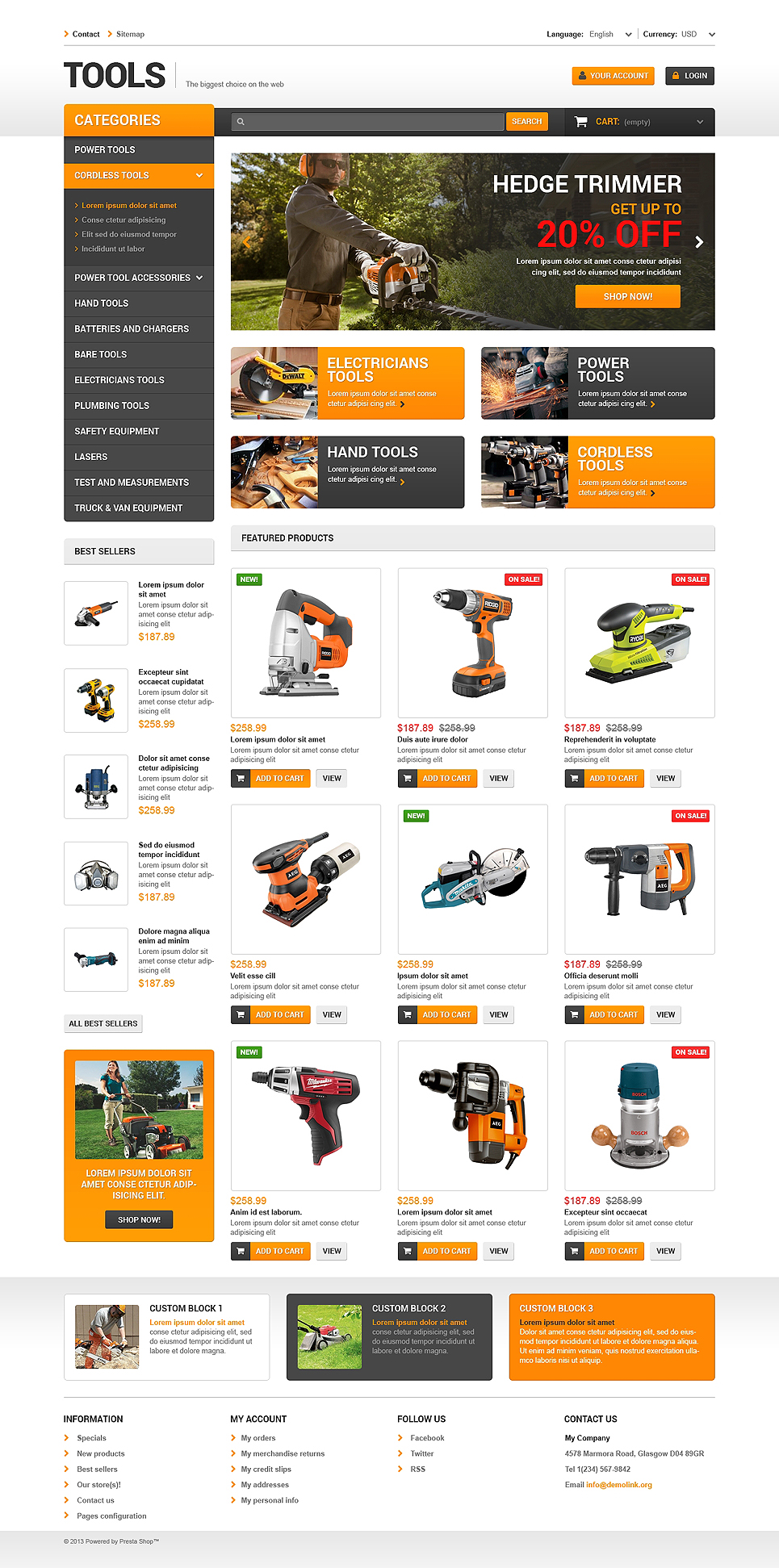 Quality Tools PrestaShop Theme New Screenshots BIG