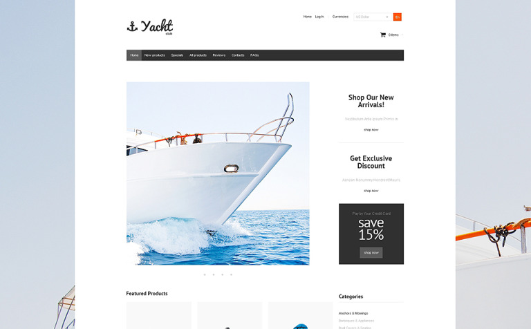 Yacht Club ZenCart Theme Big Screenshot Yacht Club ZenCart Template New Screenshots BIG