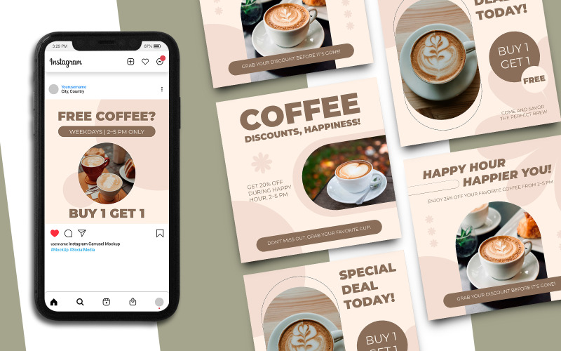 Coffee Shop Promotion Instagram Post Template Social Media