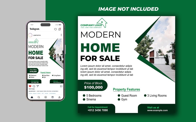 Elegant Property Listing Social Media Template PSD – Editable Design with Smart Features