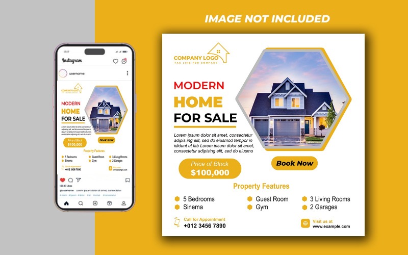 Real Estate Open House Social Media PSD Template – Fully Customizable with Smart Objects