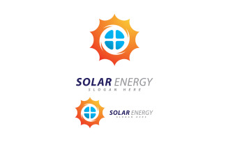 Sun energy logo design template. Creative Solar panel energy electric electricity logo 4
