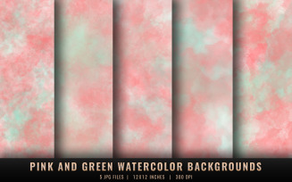 Pink and Green Watercolor Backgrounds