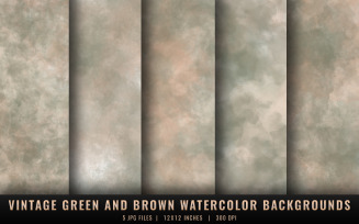 Vintage Green and Brown Watercolor Backgrounds
