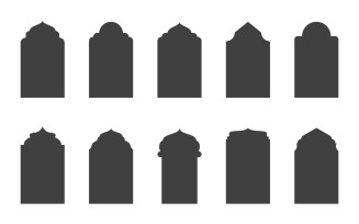 Religion Mosque door and window vector icon design template v.2