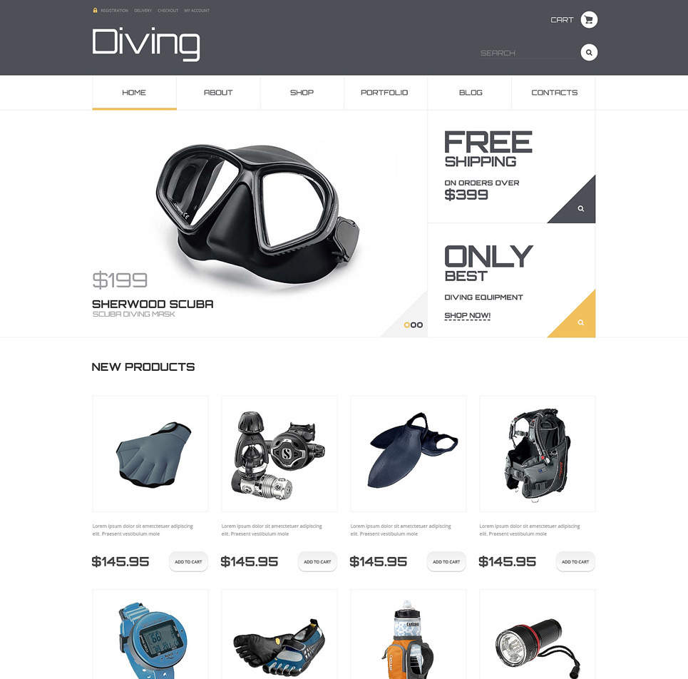 Diving Responsive WooCommerce Template Big Screenshot Diving Responsive WooCommerce Theme New Screenshots BIG