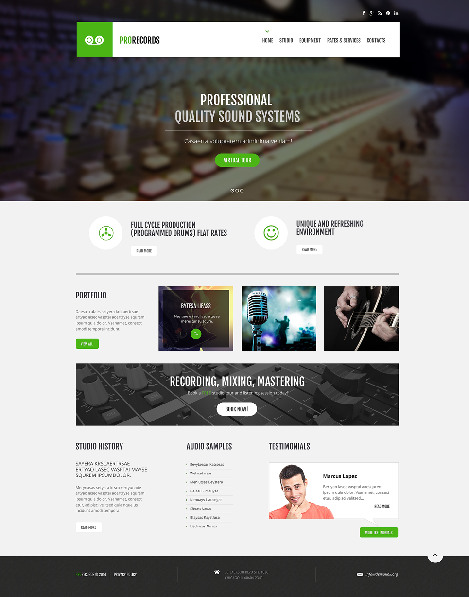 Recording Studio Responsive Website Template New Screenshots BIG