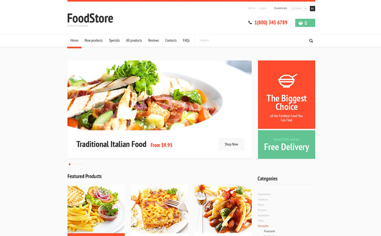 Tasty Food ZenCart Theme Big Screenshot Tasty Food ZenCart Template New Screenshots BIG