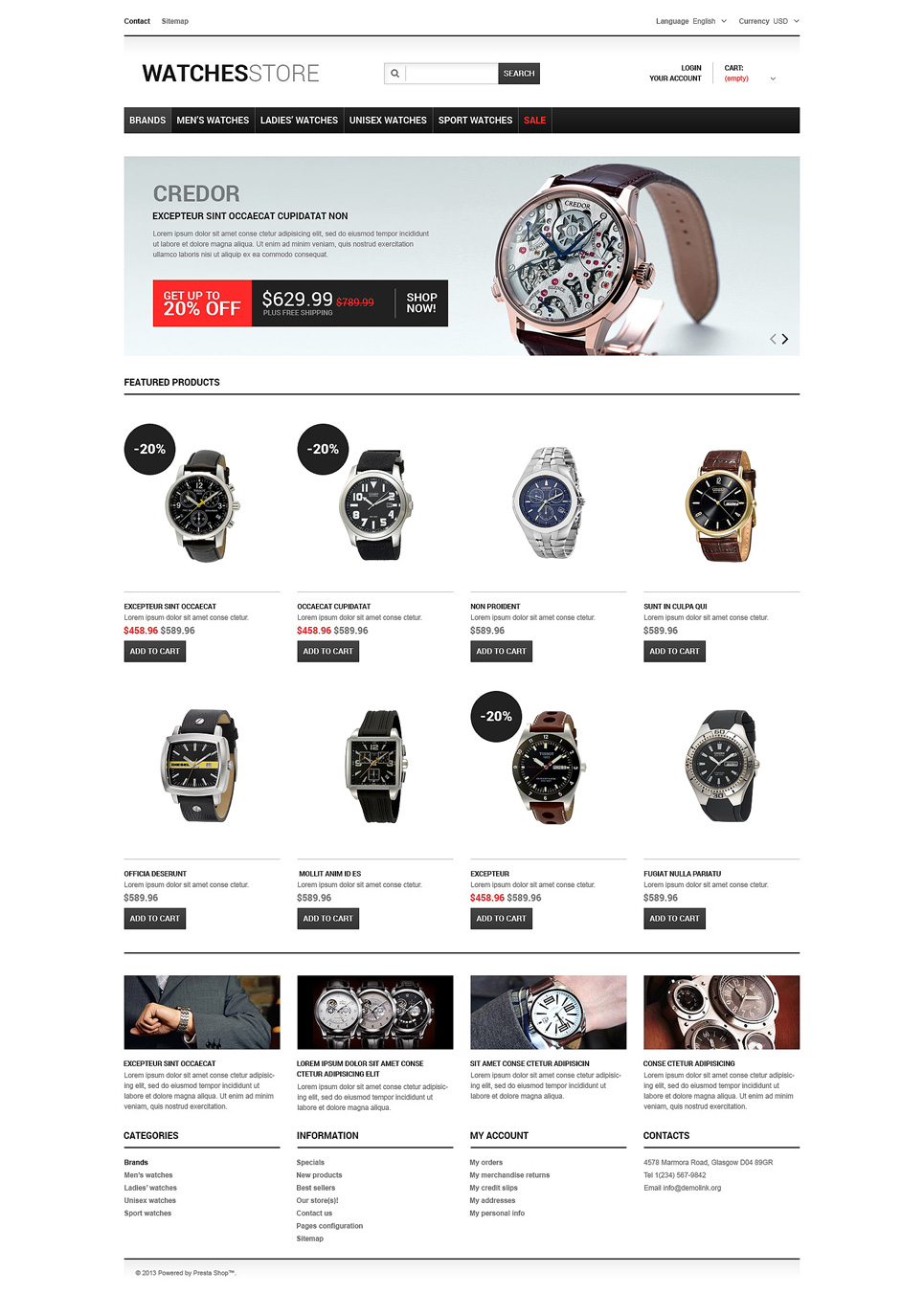 Watches Shop PrestaShop Theme New Screenshots BIG