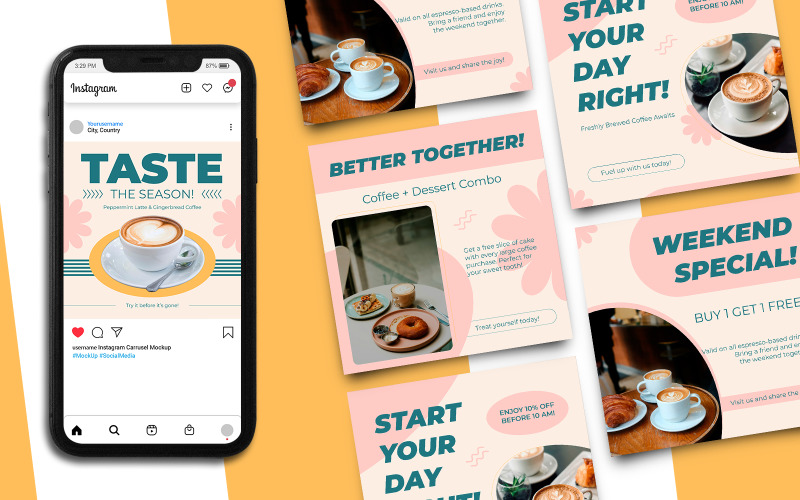 Coffee Shop Instagram Post Template 032 Social Media